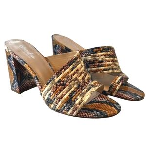 Charles David Multi-Snake Print Mule High Heel shoes, size 8.5M